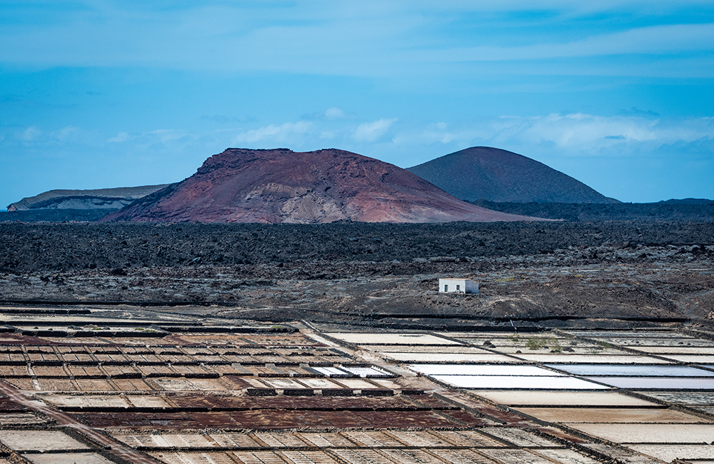 Views of Bermeja mountain from the Salinas de Janubio