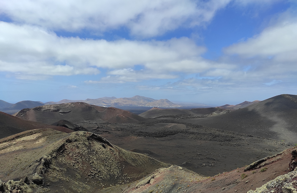 Views of volcanoes from the Geria mountains